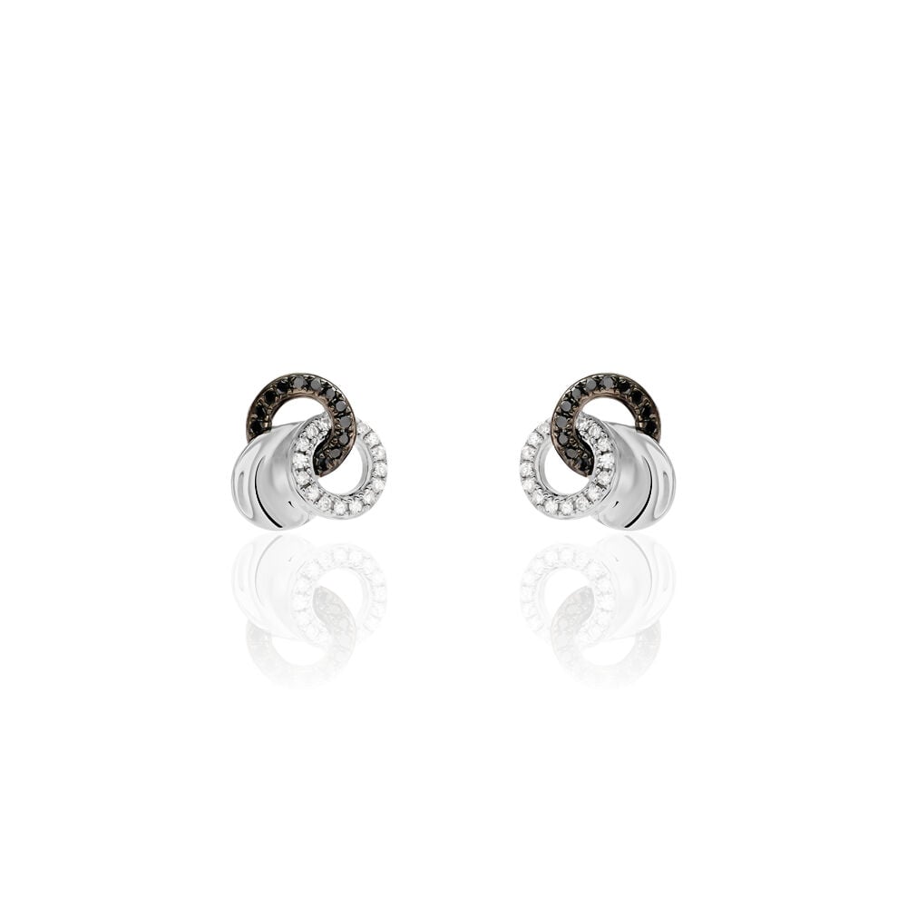 Boucles D'oreilles Puces Dassine Or Blanc Diamant - Puces Femme | Marc Orian