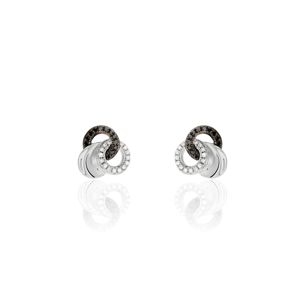 Boucles D'oreilles Puces Dassine Or Blanc Diamant - Puces Femme | Marc Orian