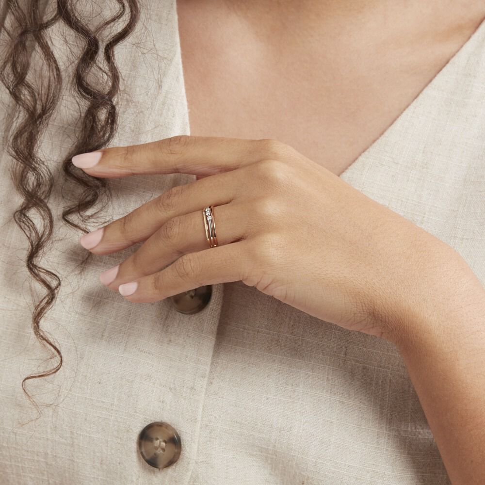 Bague Troyen Or Tricolore Diamant - Bagues fiançailles Femme | Marc Orian