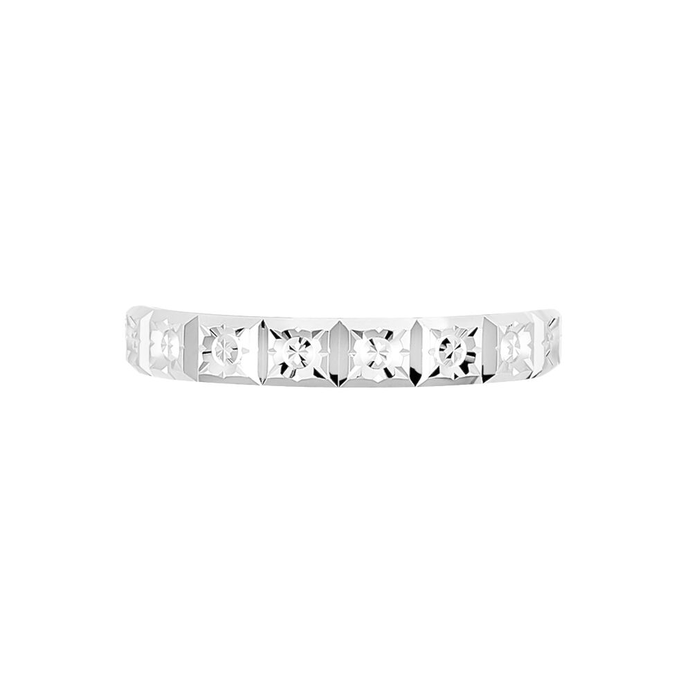 Alliance Marya Carree Diamantee Ruban Plat Or Blanc - Alliances duo Famille | Marc Orian