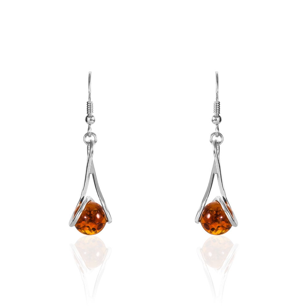 Boucles D'oreilles Pendantes Argent Blanc Simona Ambre - Pendantes Femme | Marc Orian