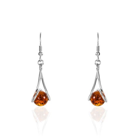 Boucles D'oreilles Pendantes Argent Blanc Simona Ambre - Pendantes Femme | Marc Orian