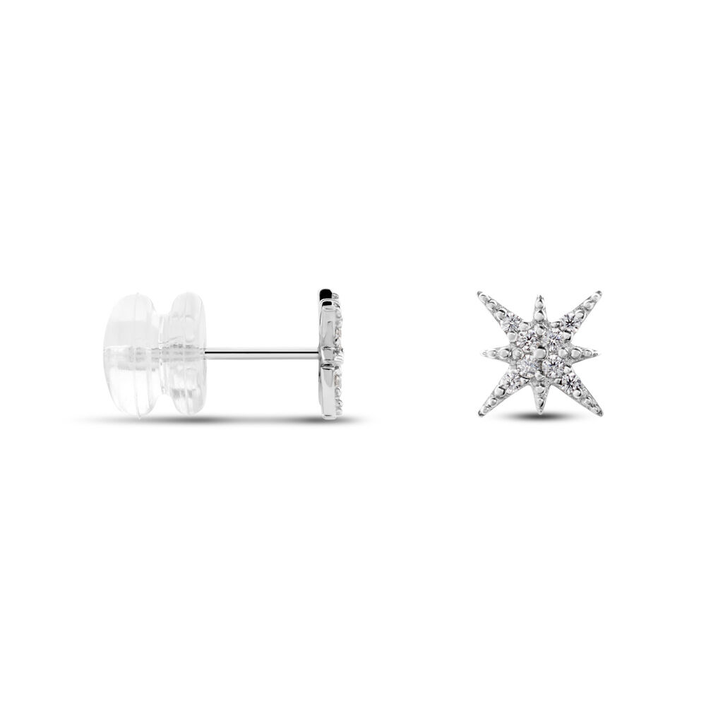 Boucles D'oreilles Puces Or Blanc Astrale Oxyde De Zirconium - Puces Femme | Marc Orian