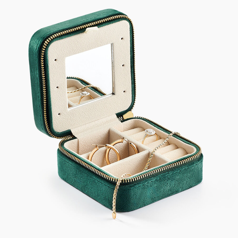 Boite &agrave; Bijou Tissu Vert - Soins et accessoires Famille | Marc Orian