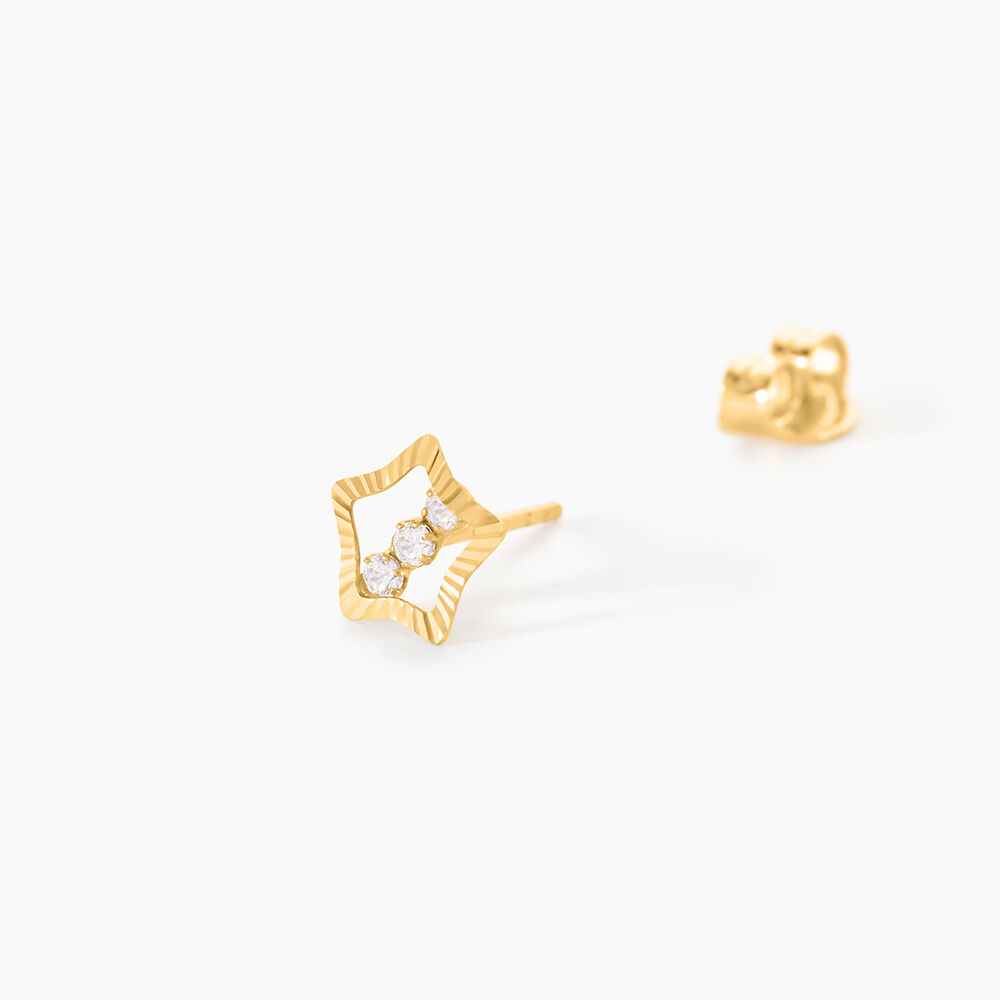 Boucles D'oreilles Puces Elais Etoile 5 Or Jaune Oxyde - Puces Femme | Marc Orian