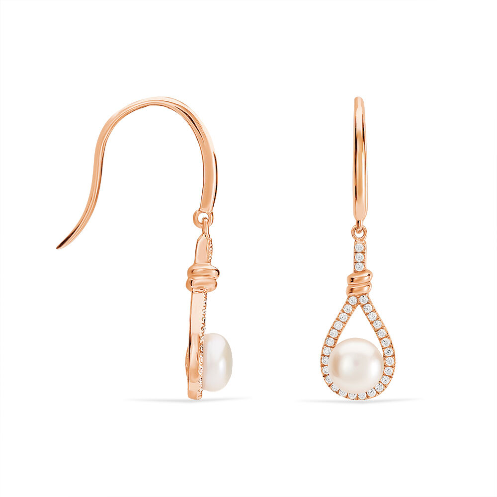 Boucles D'oreilles Pendantes Majida Argent  Perle De Culture Et Oxyde - Pendantes Femme | Marc Orian