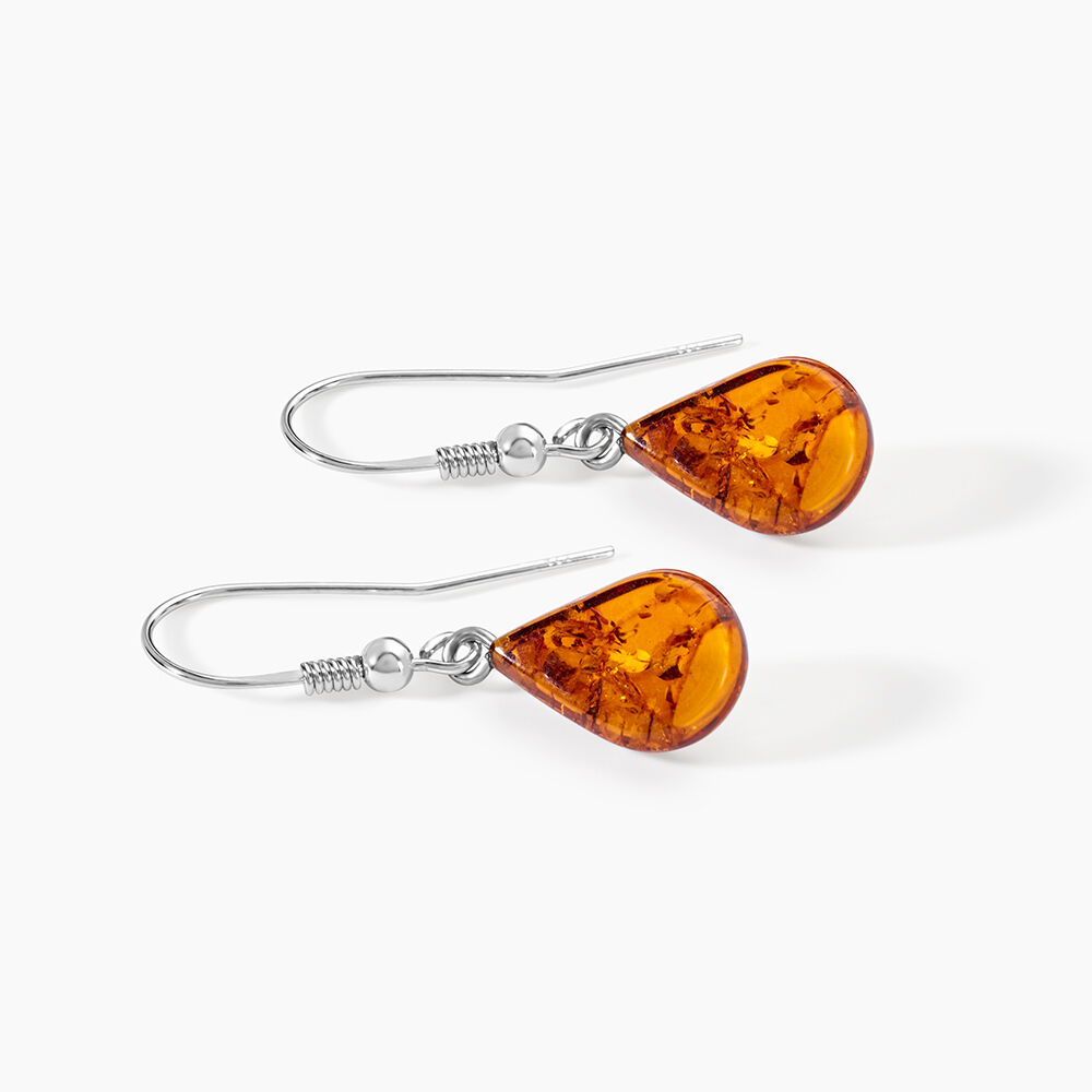 Boucles D'oreilles Pendantes Argent Blanc Mareme Ambre - Pendantes Femme | Marc Orian