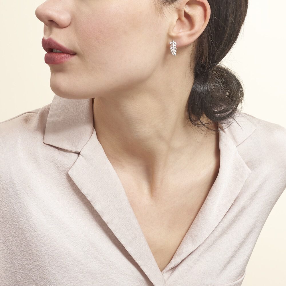 Boucles D'oreilles Puces Jade Argent Blanc Oxyde De Zirconium -  Femme | Marc Orian