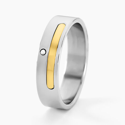 Bague Jourdan Ahou Acier Blanc Diamant - Bagues pierres précieuses Homme | Marc Orian