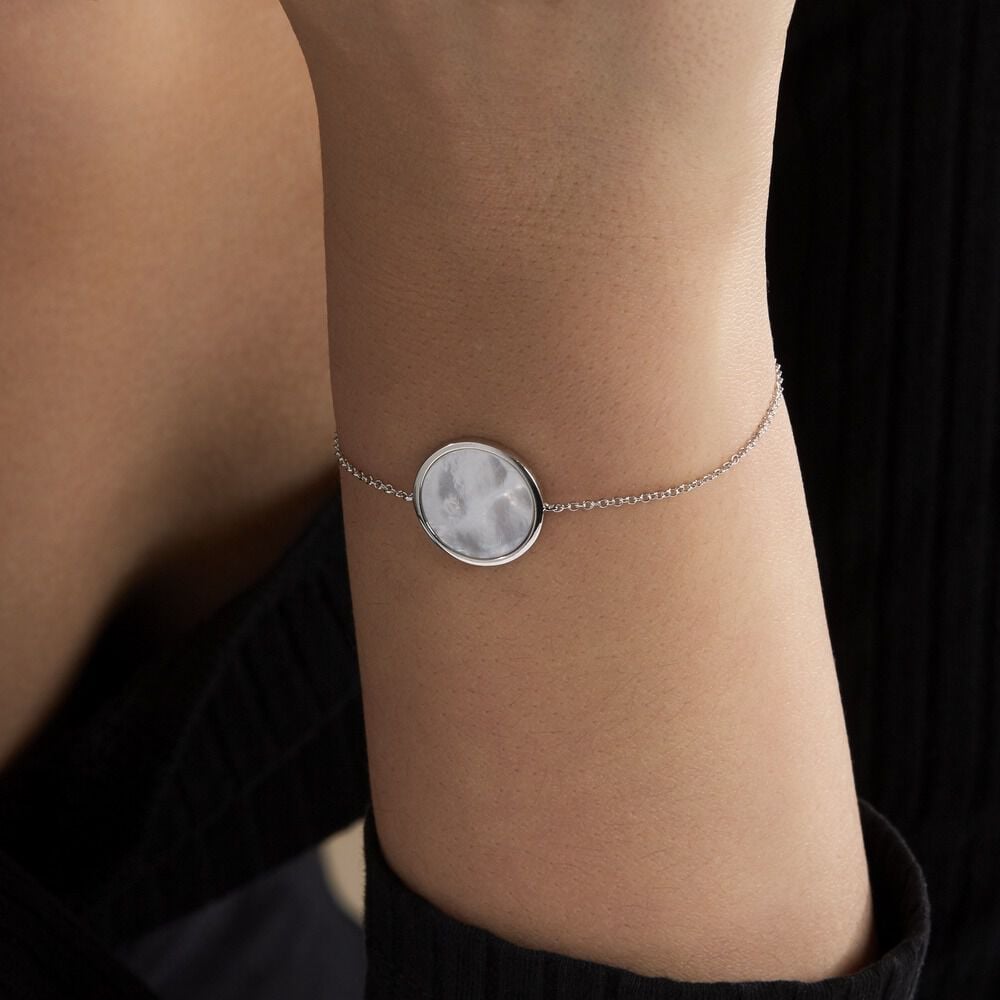 Bracelet Zealie Argent Blanc Nacre - Bracelets Medailles Femme | Marc Orian