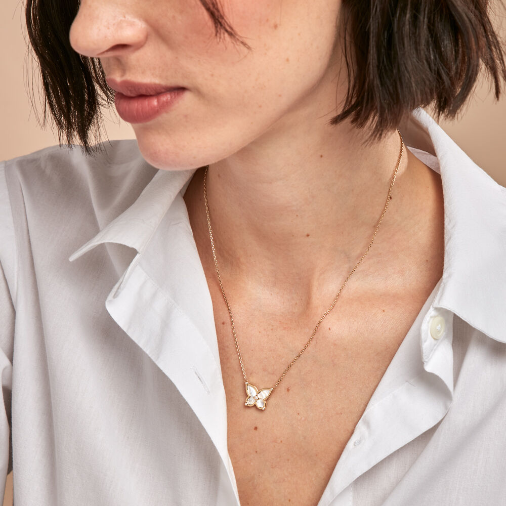 Collier Areli Plaque Or Doré Nacre Oxyde De Zirconium - Colliers avec pierres Femme | Marc Orian