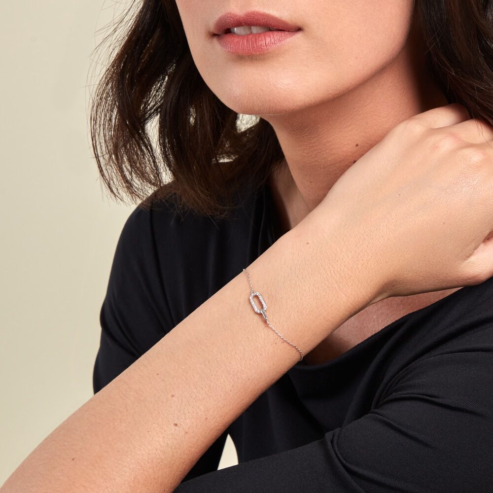 Bracelet Tracee Argent Blanc Oxyde De Zirconium - Bracelets chaînes Femme | Marc Orian