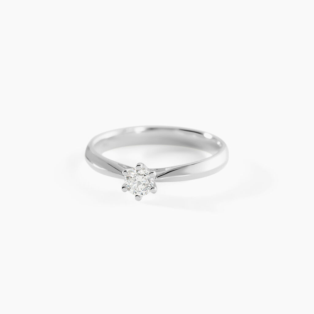 Bague Solitaire Veronika Or Blanc Diamant - Parures de mariage Femme | Marc Orian