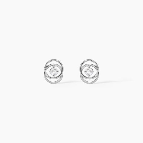 Boucles D'oreilles Puces Nid D'amour Or Blanc Diamant - Puces Femme | Marc Orian