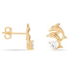 Boucles D'oreilles Puces Hortensia Plaque Or Jaune Oxyde De Zirconium - Puces Femme | Marc Orian