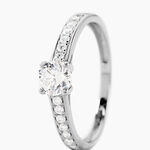 Bague Solitaire Accompagn&eacute; Aramis Or Blanc Diamant Synth&eacute;tique - Parures de mariage Femme | Marc Orian