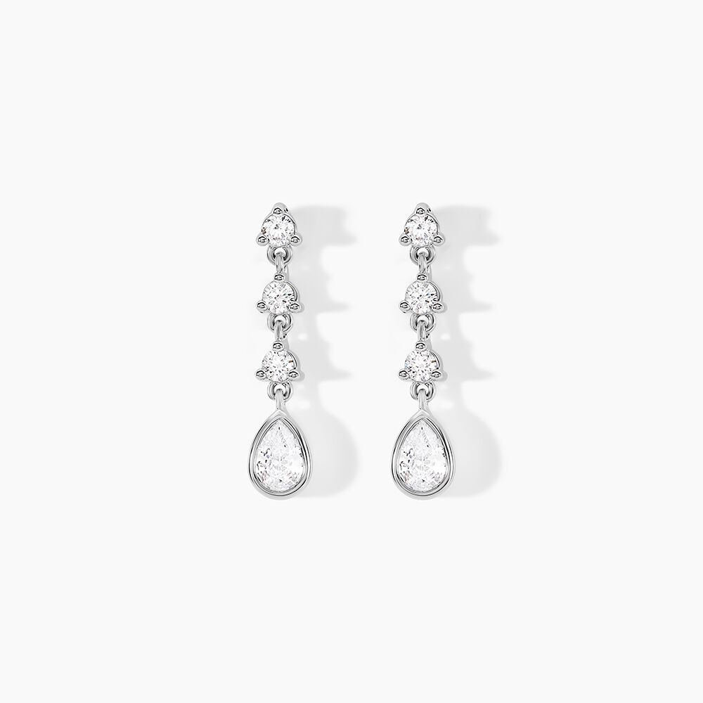 Boucles D'oreilles Pendantes Hida Argent Blanc Oxyde De Zirconium - Pendantes Femme | Marc Orian