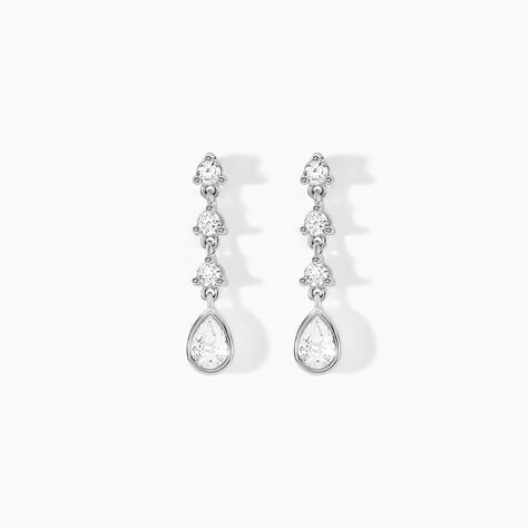 Boucles D'oreilles Pendantes Hida Argent Blanc Oxyde De Zirconium - Pendantes Femme | Marc Orian