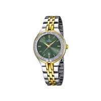 cadran argenté fond vert bracelet acier bicolore