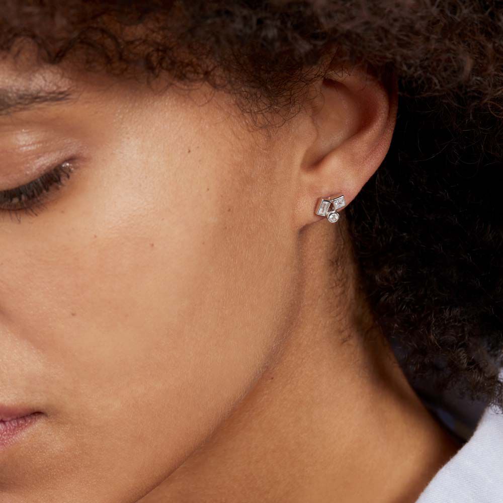 Boucles D'oreilles Puces Argent Duredle Oxydes De Zirconium - Puces Femme | Marc Orian