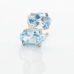 Boucles D'oreilles Puces Ovale Serti Griffe Or Blanc Topaze - Puces Femme | Marc Orian