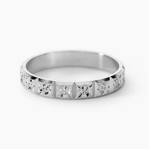 Alliance Marya Carree Diamantee Ruban Plat Or Blanc - Alliances duo Unisex | Marc Orian