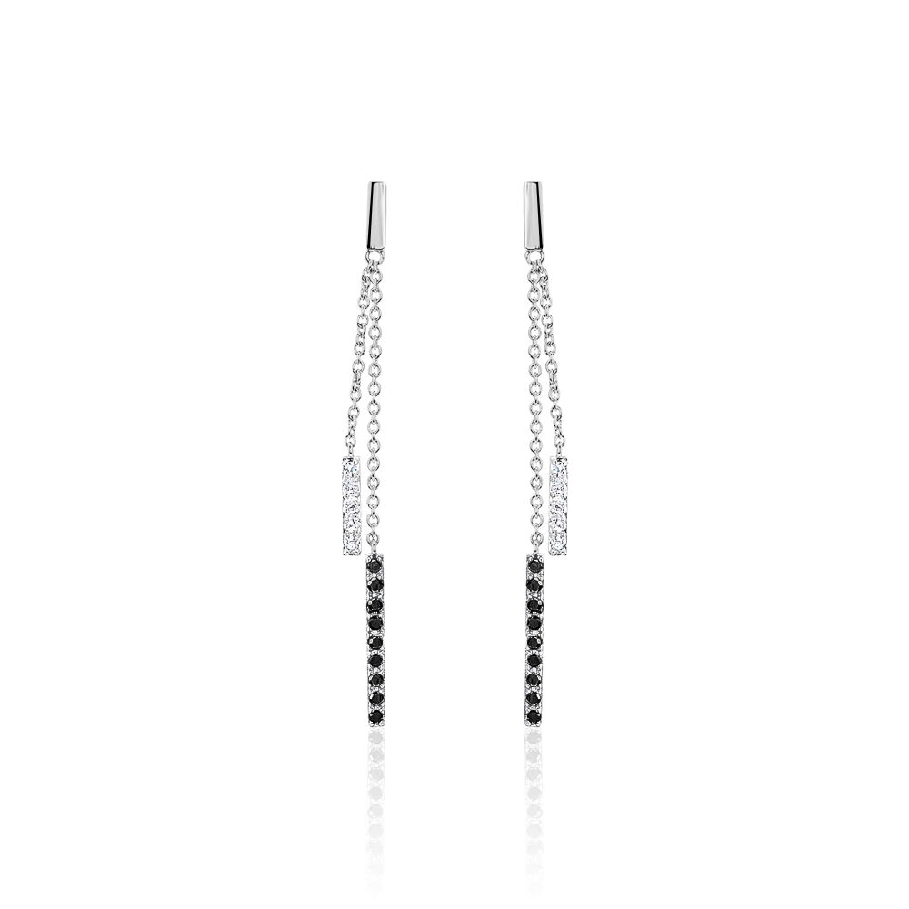 Boucles D'oreilles Pendantes Ainhoaa Or Blanc Diamant - Pendantes Femme | Marc Orian