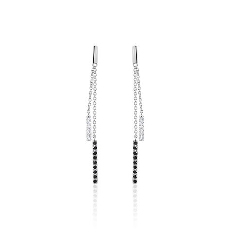 Boucles D'oreilles Pendantes Ainhoaa Or Blanc Diamant - Pendantes Femme | Marc Orian