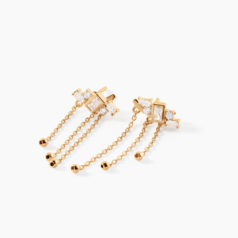 Boucles D'Oreilles Pendantes Sya Plaqu&eacute; Or Jaune Oxyde De Zirconium - Pendantes Femme | Marc Orian