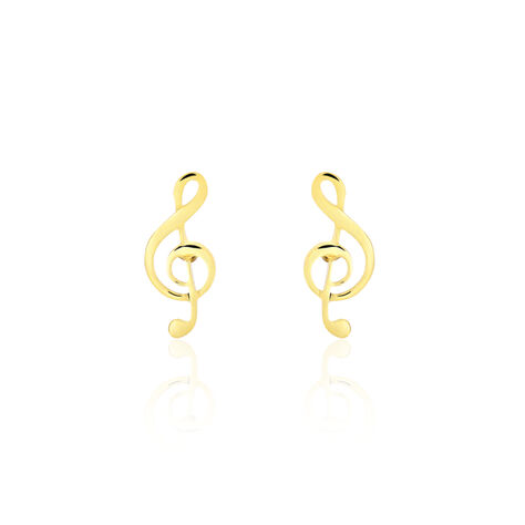 Boucles D'oreilles Puces Bayram Musique Or Jaune - Puces Femme | Marc Orian
