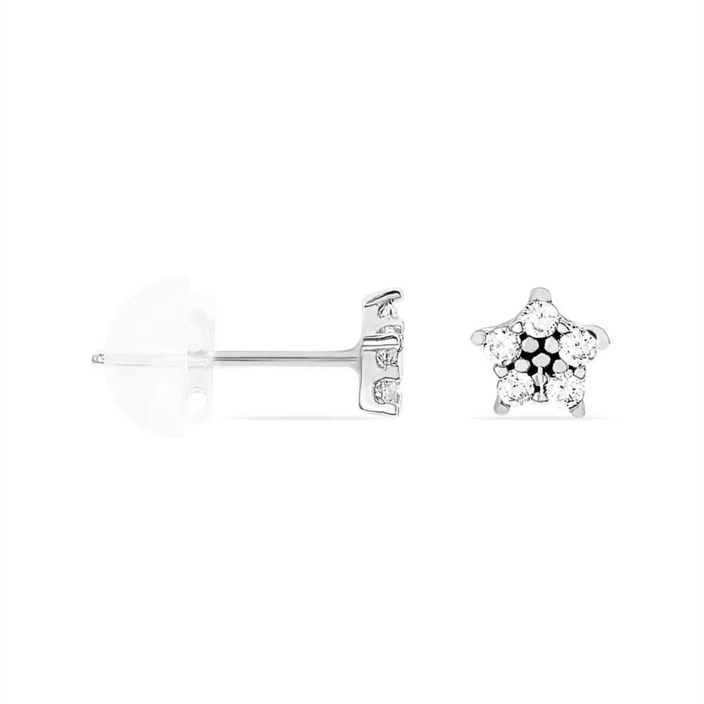 Boucles D'oreilles Puces Elais Etoile Or Blanc Oxyde De Zirconium - Puces Famille | Marc Orian