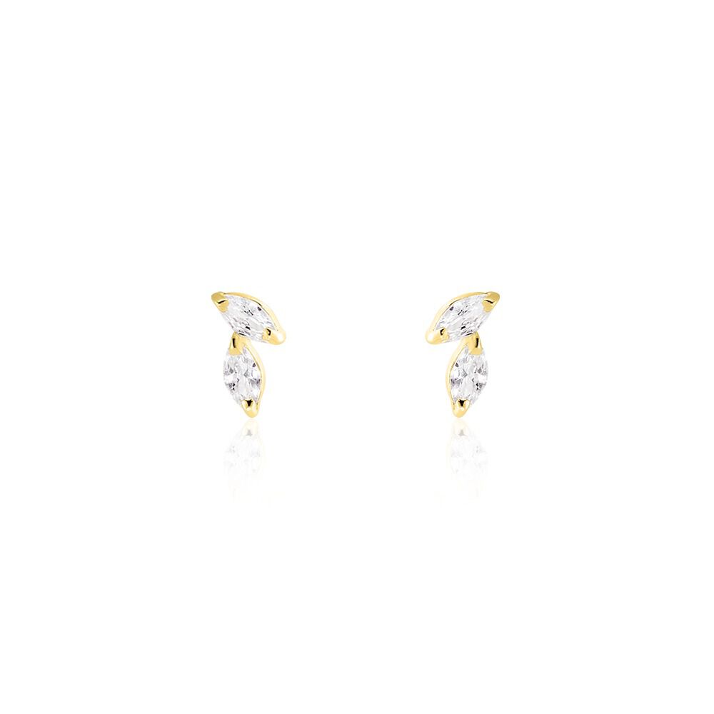 Boucles D'oreilles Puces Mix And Match Or Jaune Oxyde De Zirconium - Puces Femme | Marc Orian