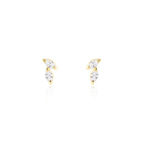 Boucles D'oreilles Puces Mix And Match Or Jaune Oxyde De Zirconium - Puces Femme | Marc Orian