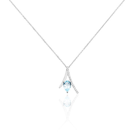 Collier Electa Or Blanc Topaze Et Oxyde De Zirconium - Colliers avec pierres Femme | Marc Orian