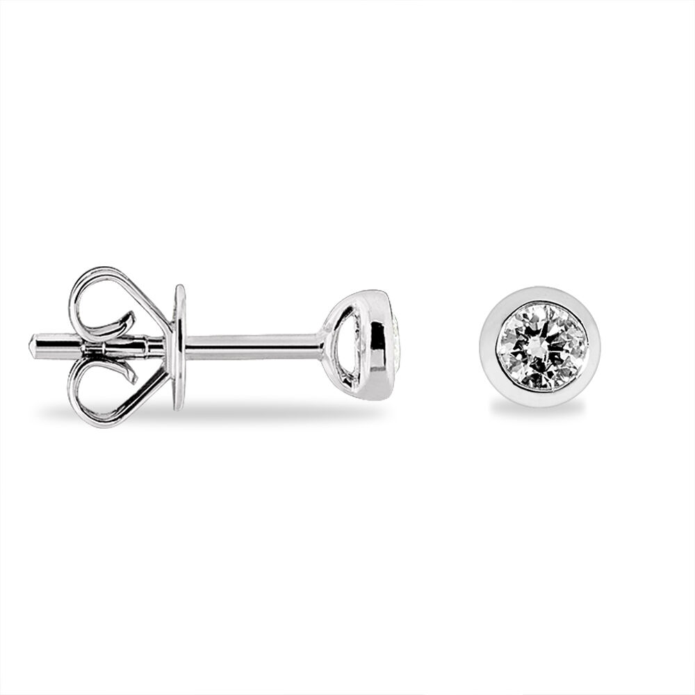 Boucles D'oreilles Puces Ofelia Or Blanc Diamant - Puces Femme | Marc Orian