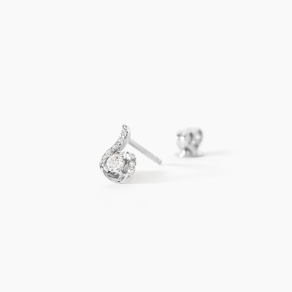 Boucles D'oreilles Puces Vrille Accompagnee Or Blanc Diamant - Puces Femme | Marc Orian