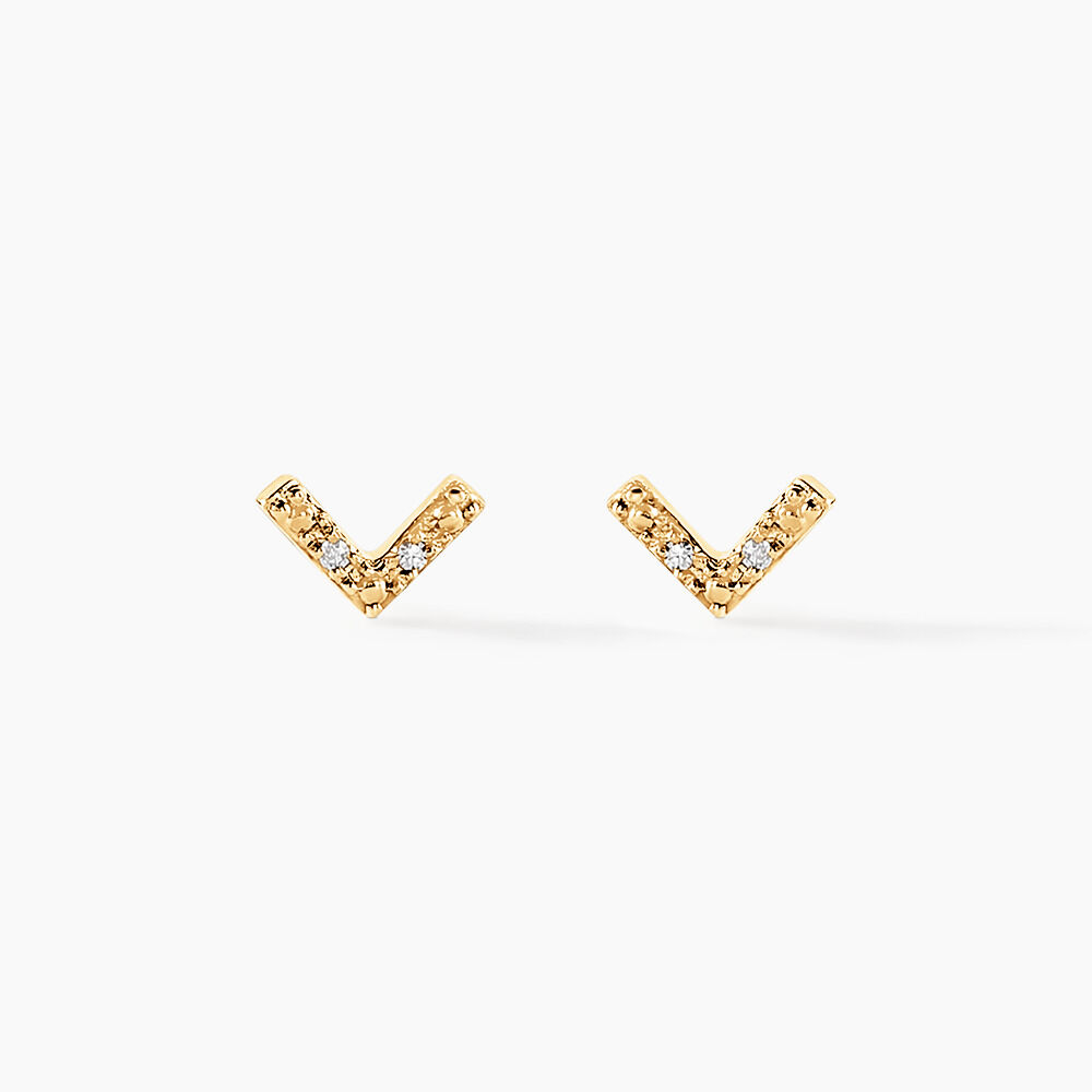 Boucles D'oreilles Puces Undine Or Jaune Diamant -  Femme | Marc Orian