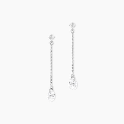 Boucles D'oreilles Pendantes Regane Or Blanc Oxyde De Zirconium - Pendantes Femme | Marc Orian