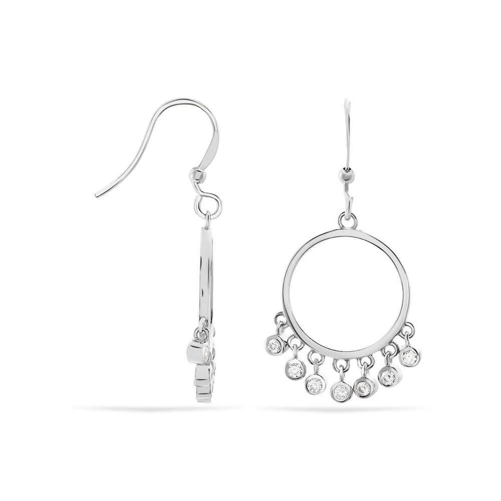 Boucles D'oreilles Pendantes Elbertine Argent Blanc Oxyde De Zirconium - Pendantes Femme | Marc Orian