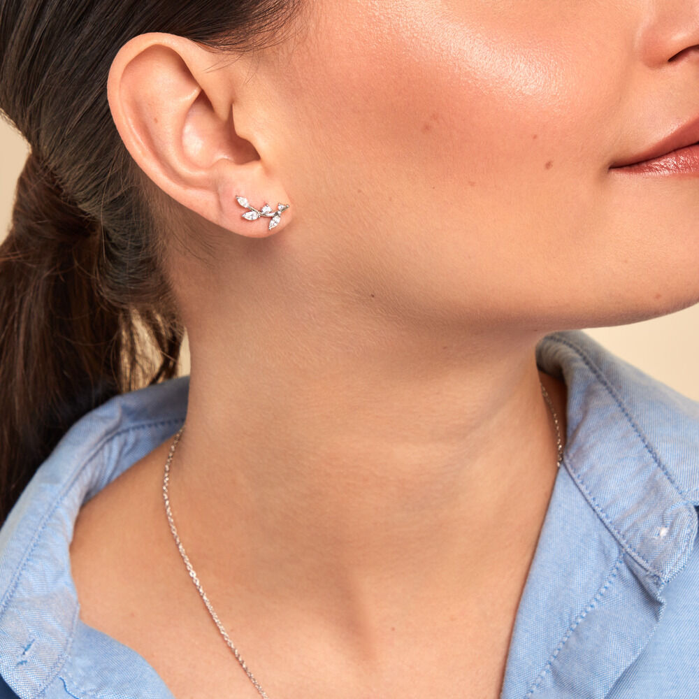 Boucles D'oreilles Puces Milda Argent Blanc Oxyde De Zirconium - Puces Femme | Marc Orian