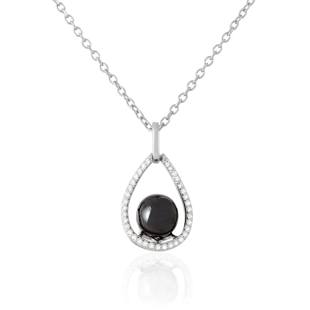 Collier Nerea Argent Blanc C&eacute;ramique Et Oxyde De Zirconium - Colliers avec pierres Femme | Marc Orian
