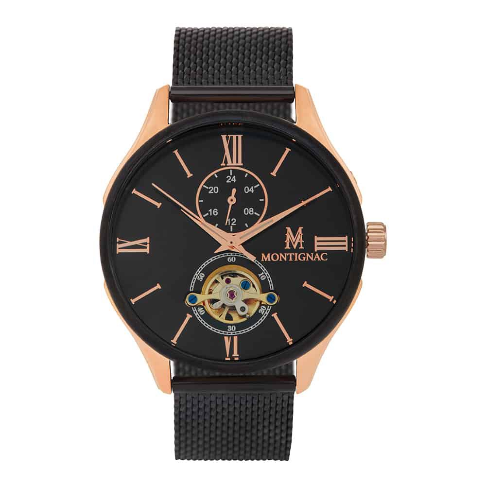 Montre Montignac Round Automatique Noir - Montres automatiques Homme | Marc Orian