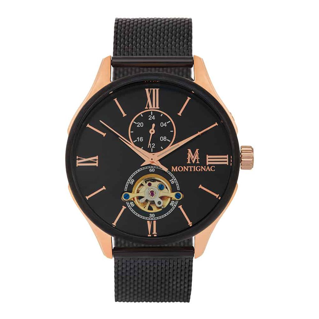 Montre Montignac Round Automatique Noir - Montres automatiques Homme | Marc Orian