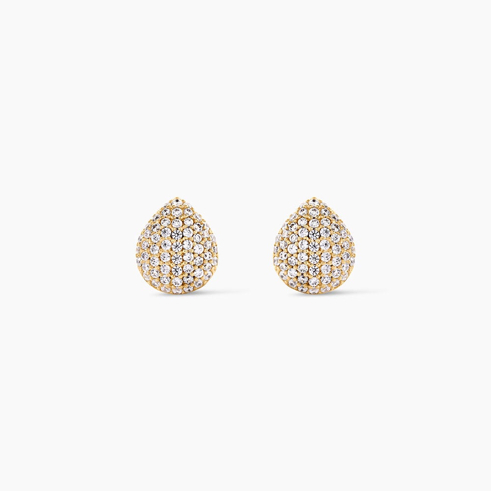Boucles D'Oreilles Puces Shiny Et Bold Plaqu&eacute; Or Jaune Oxyde De Zirconium - Puces Femme | Marc Orian