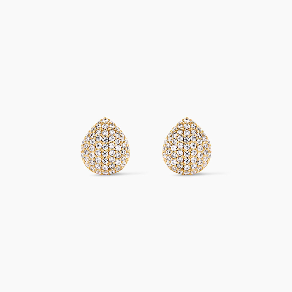 Boucles D'Oreilles Puces Shiny Et Bold Plaqu&eacute; Or Jaune Oxyde De Zirconium - Puces Femme | Marc Orian