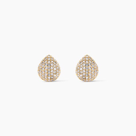Boucles D'Oreilles Puces Shiny Et Bold Plaqu&eacute; Or Jaune Oxyde De Zirconium - Puces Femme | Marc Orian