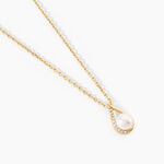 Collier Helin Argent Dor&eacute; A L'Or 750/1000 Perle De Culture Oxyde De Zirconium - Colliers avec pierres Femme | Marc Orian