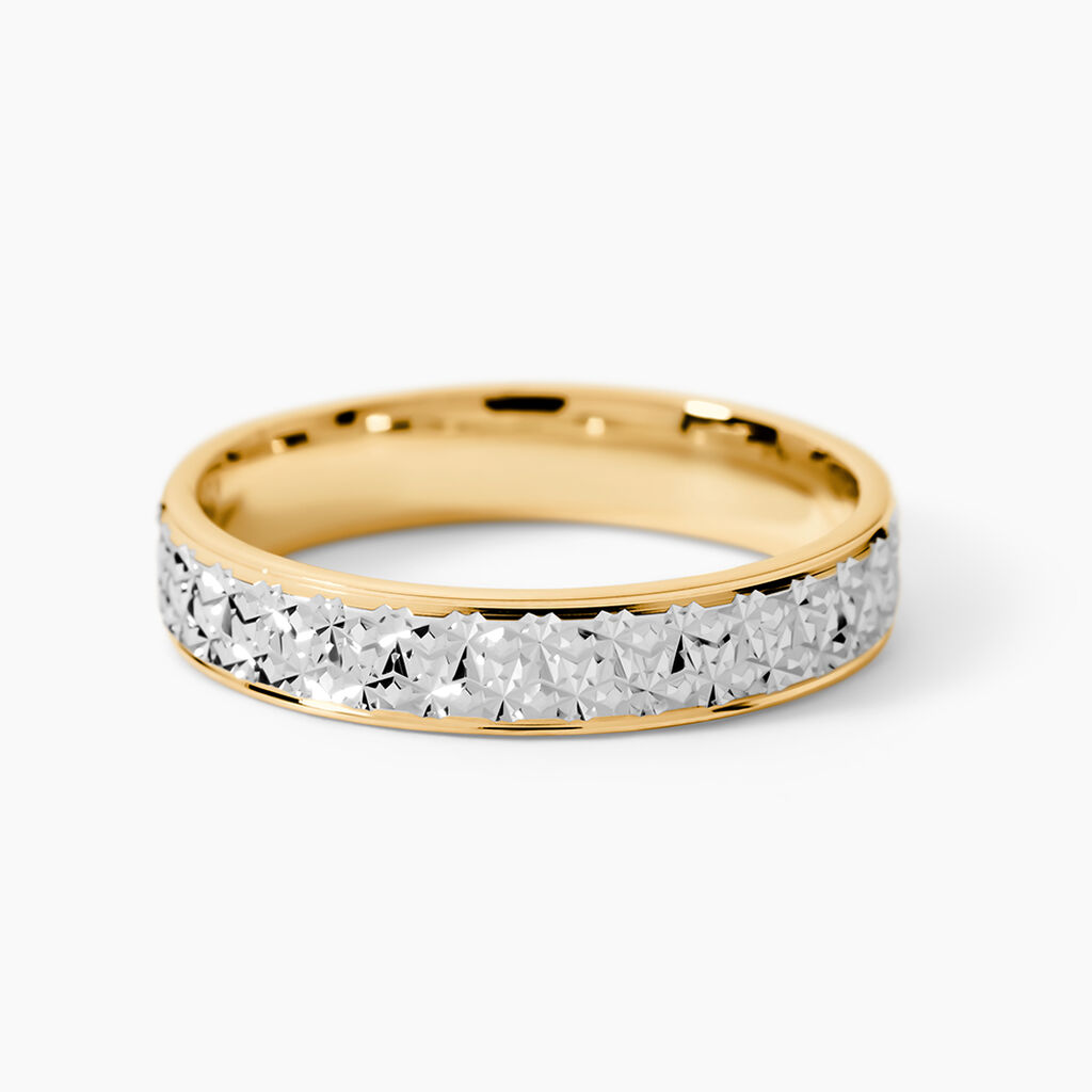 Alliance Grain De Folie Diamantee Ruban Plat Or Bicolore - Alliances duo Unisex | Marc Orian