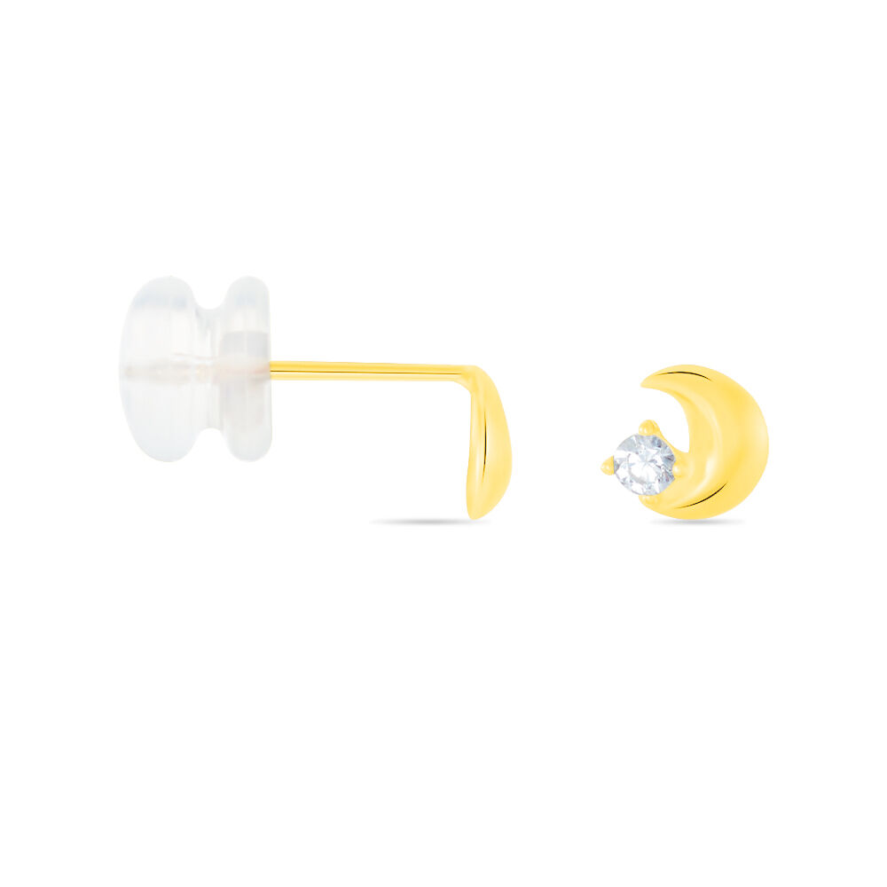 Boucles D'oreilles Puces Francoise-marie Lune Or Jaune Oxyde - Puces Femme | Marc Orian