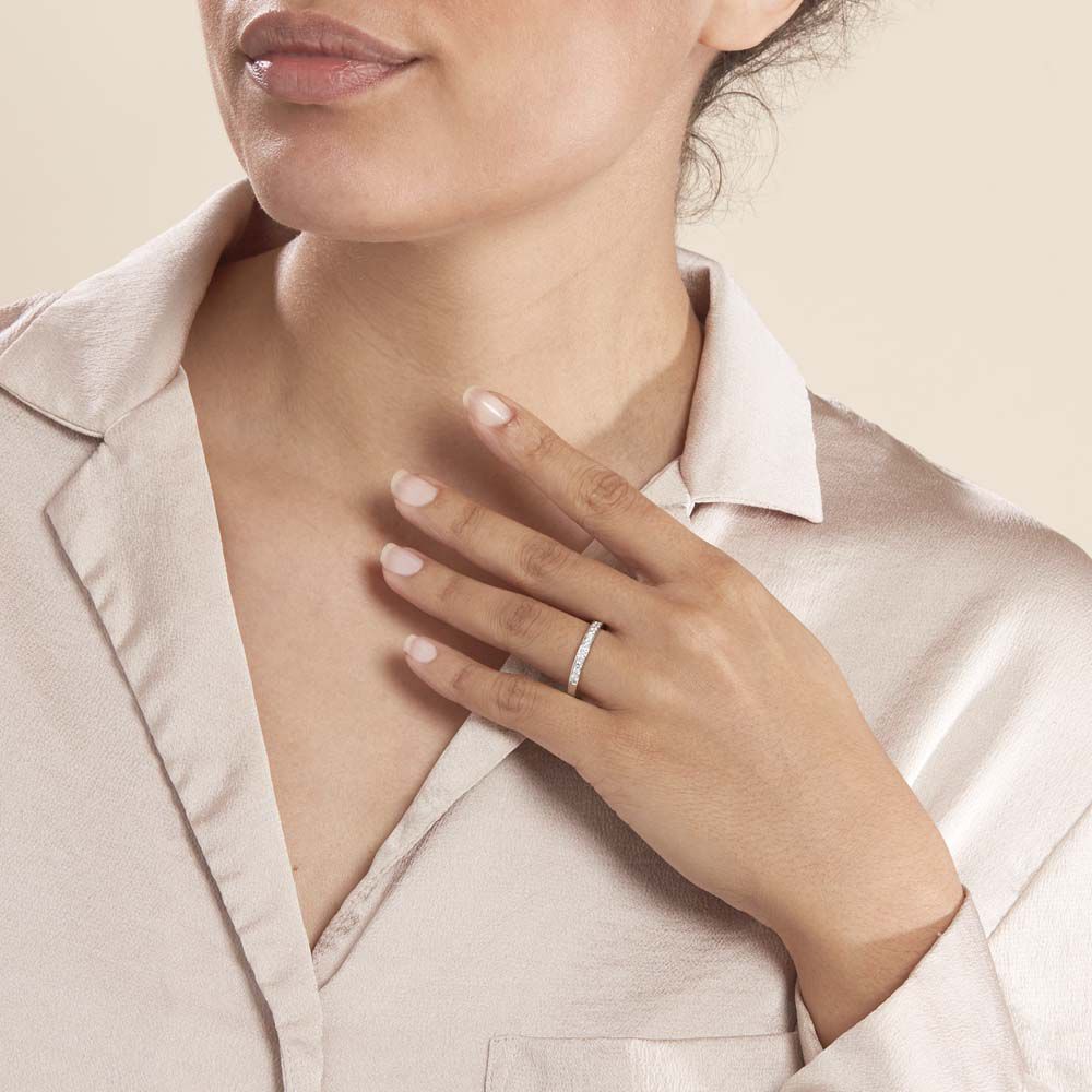 Alliance Rhea Or Blanc Diamant - Alliances avec pierres Femme | Marc Orian